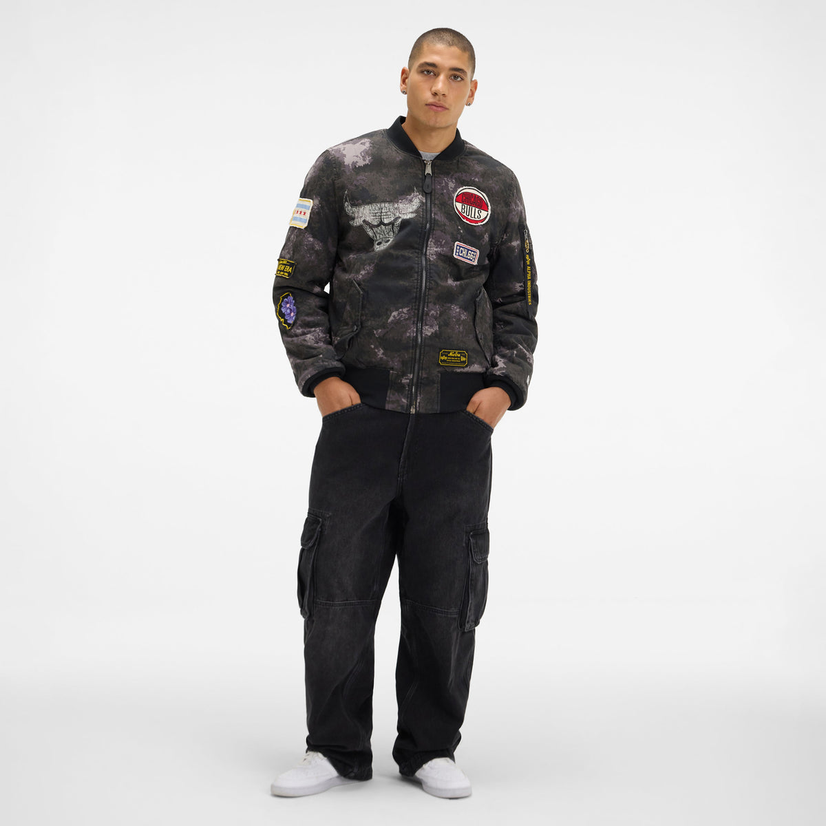Alpha Industries x Chicago Bulls Black Camo MA-1 Bomber Jacket
