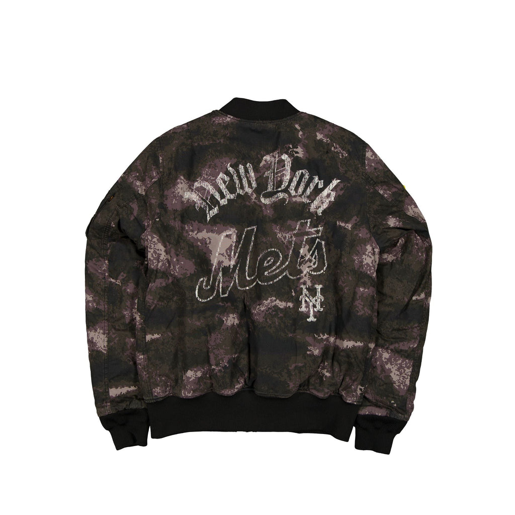Alpha Industries x New York Mets Black Camo MA-1 Bomber Jacket