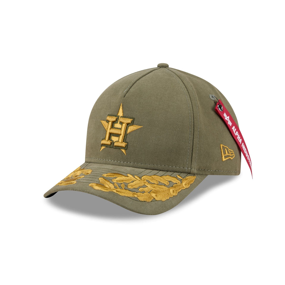 Alpha Industries x Houston Astros Olive Green 9FORTY M-Crown A-Frame Snapback Hat