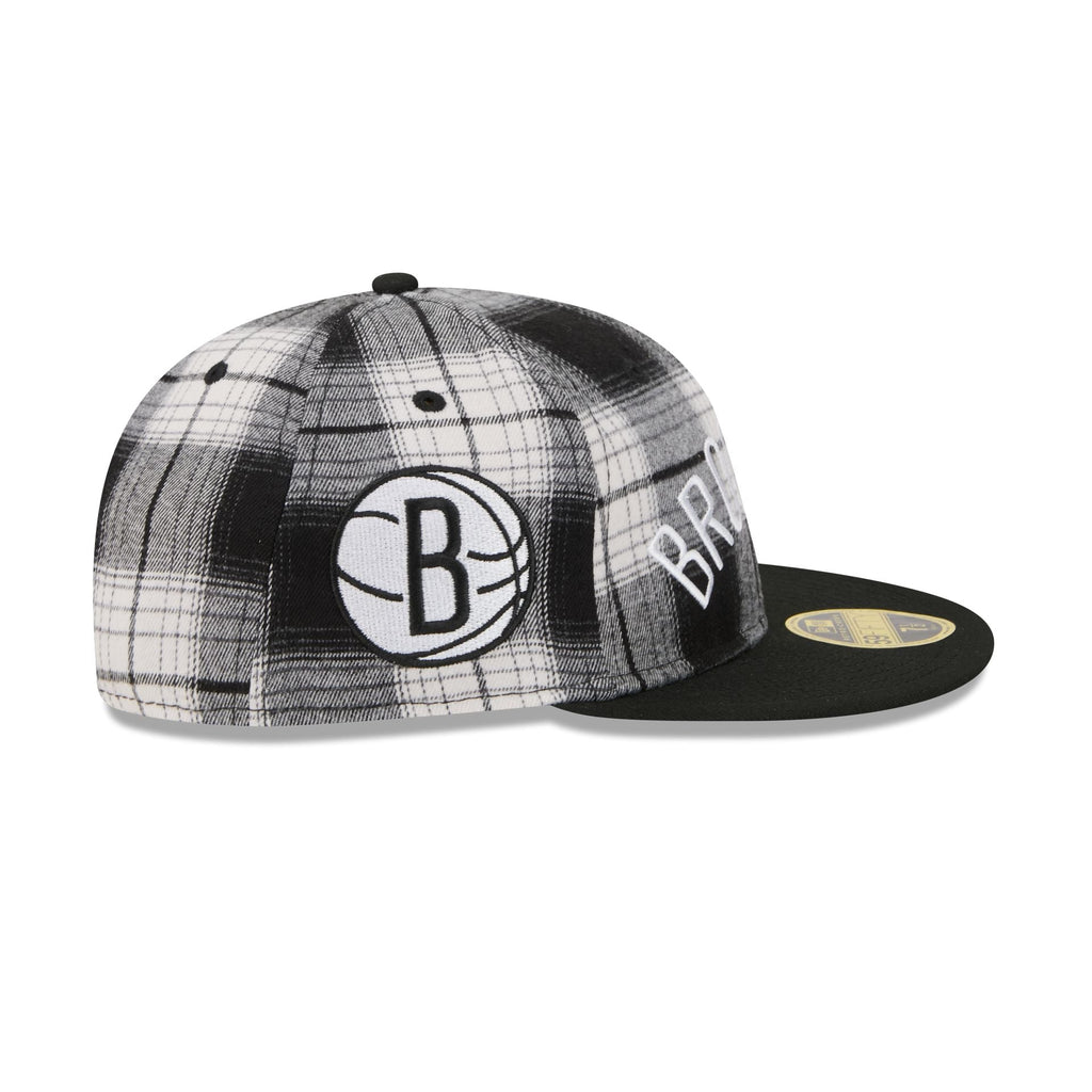 Brooklyn Nets Grunge Plaid Retro Crown 59FIFTY Fitted Hat