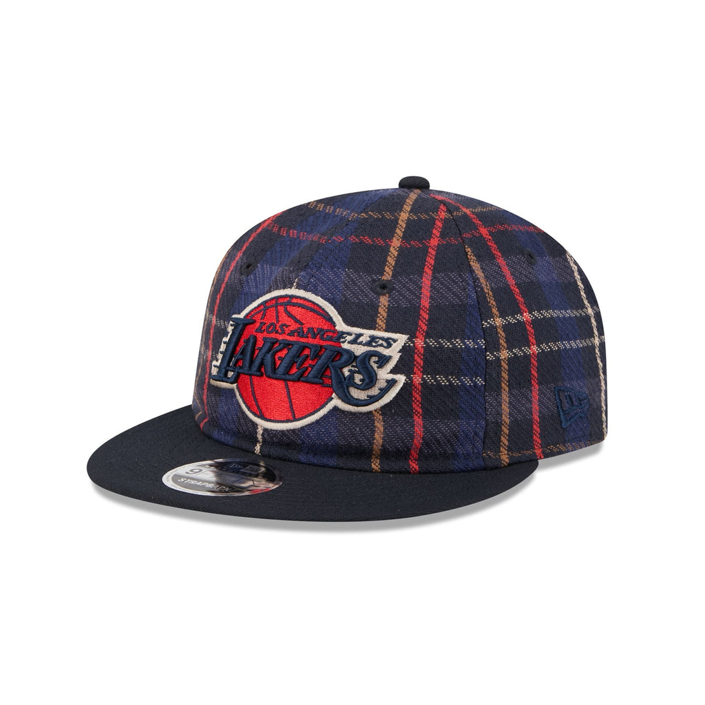 Los Angeles Lakers Grunge Plaid Retro Crown 9FIFTY Adjustable Hat
