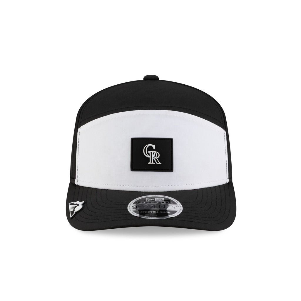Colorado Rockies 2026 Clubhouse Black & White Split Panel 9SEVENTY Stretch-Snap Hat