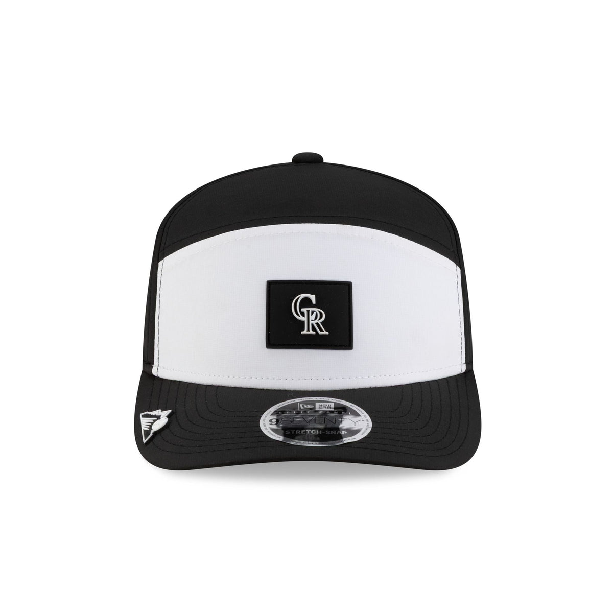 Colorado Rockies 2026 Clubhouse Black & White Split Panel 9SEVENTY Stretch-Snap Hat