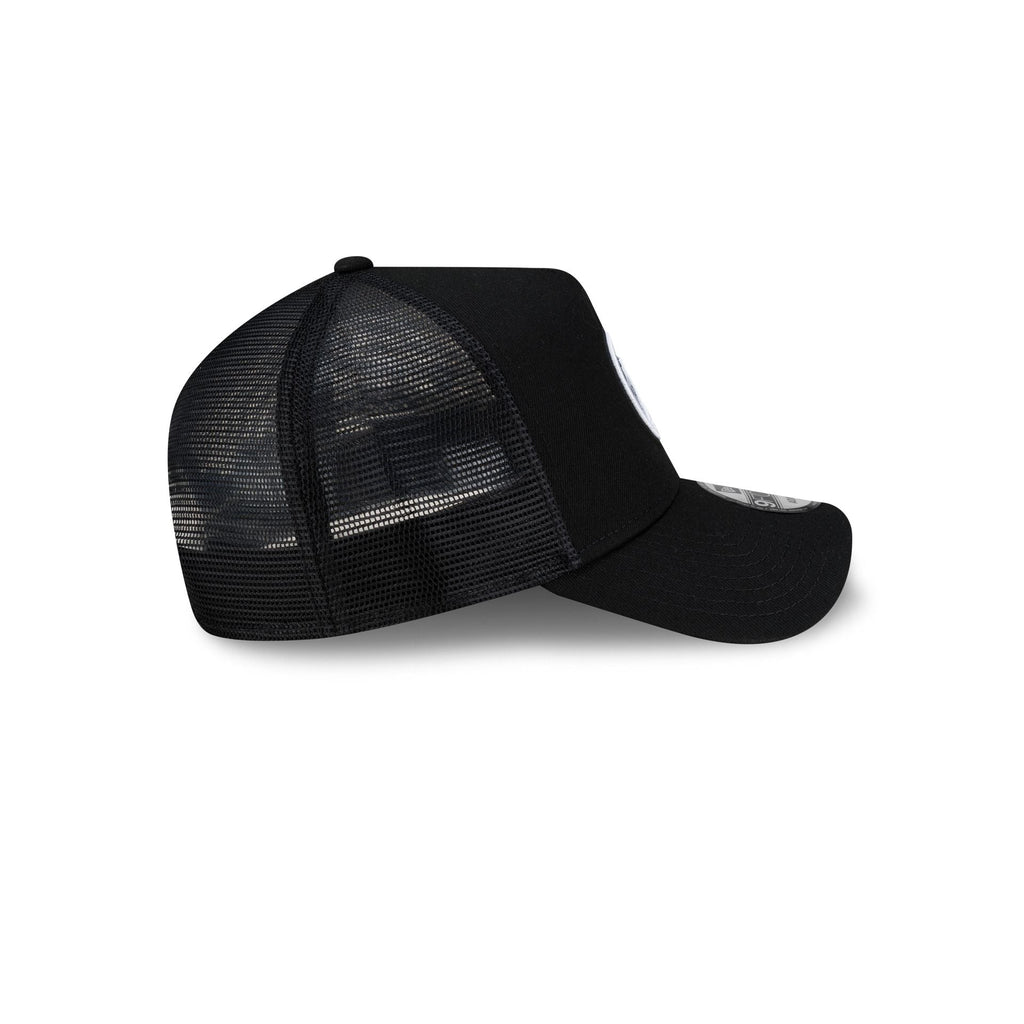 Golden State Warriors Side Script Black 9FORTY A-Frame Trucker Hat