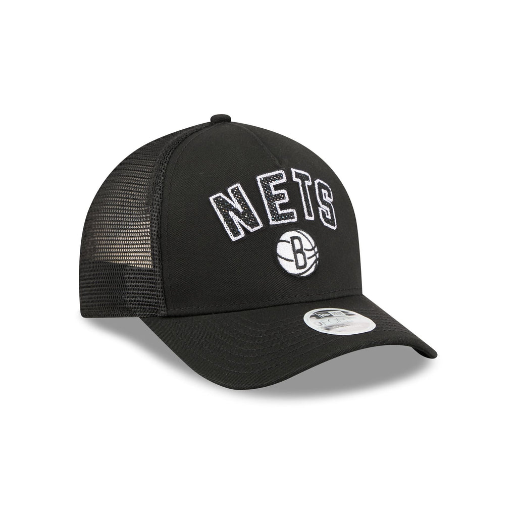 Brooklyn Nets Sequin Wordmark Women's 9FORTY M-Crown A-Frame Trucker Hat