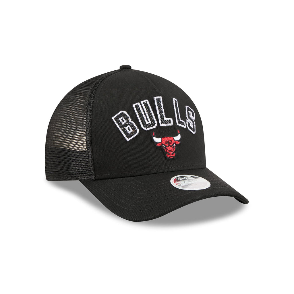 Chicago Bulls Sequin Wordmark Women's 9FORTY M-Crown A-Frame Trucker Hat