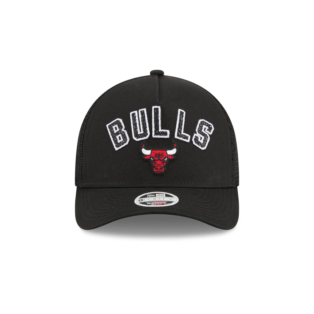 Chicago Bulls Sequin Wordmark Women's 9FORTY M-Crown A-Frame Trucker Hat