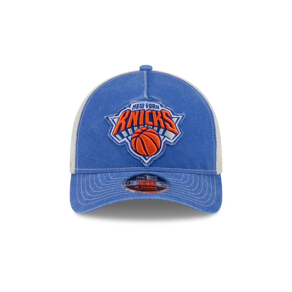 New York Knicks Frayed Logo 9FORTY M-Crown A-Frame Trucker Hat
