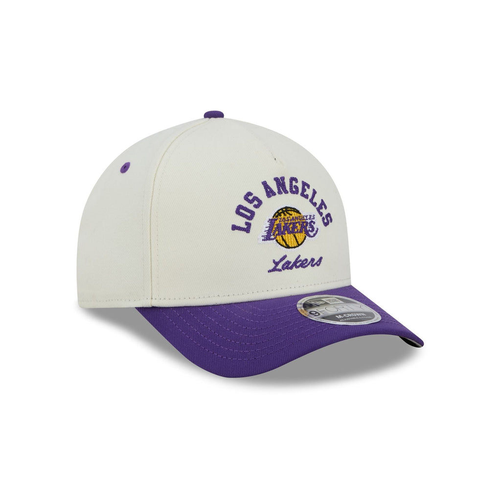 Los Angeles Lakers Arched Graphic Chrome White 9FORTY M-Crown A-Frame Snapback Hat