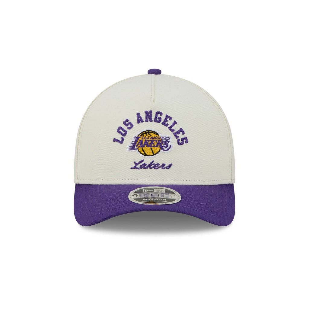 Los Angeles Lakers Arched Graphic Chrome White 9FORTY M-Crown A-Frame Snapback Hat