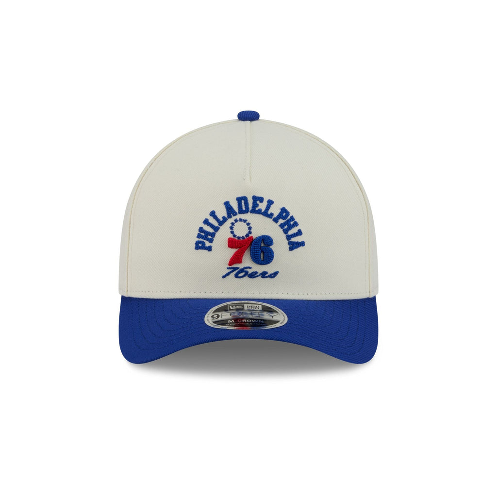 Philadelphia 76ers Arched Graphic Chrome White 9FORTY M-Crown A-Frame Snapback Hat