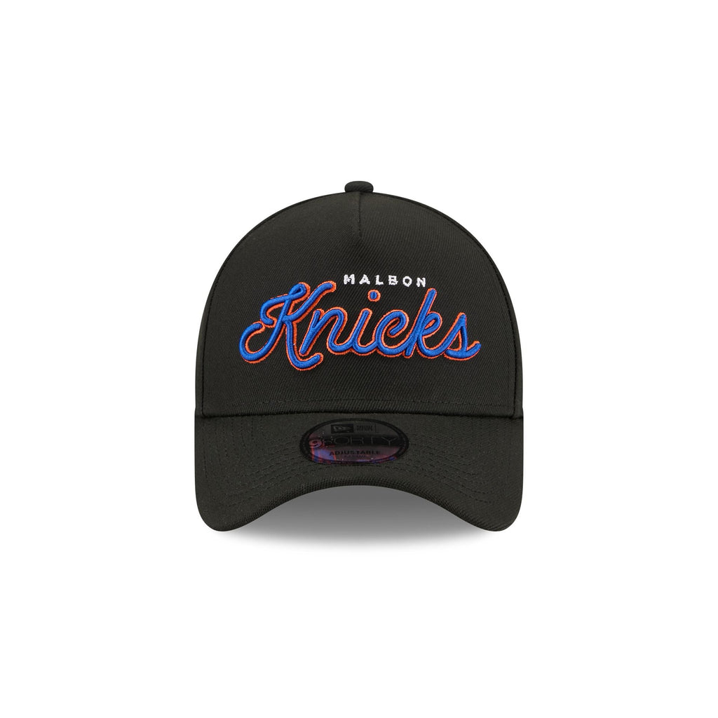 Malbon x New York Knicks Black Script 9FORTY A-Frame Snapback Hat