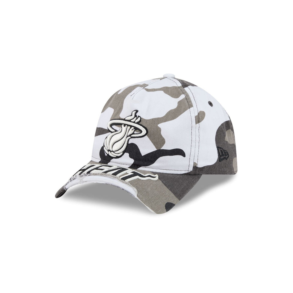 Miami Heat Washed Camo 9FORTY A-Frame Unstructured Cut-Off Visor Snapback Hat