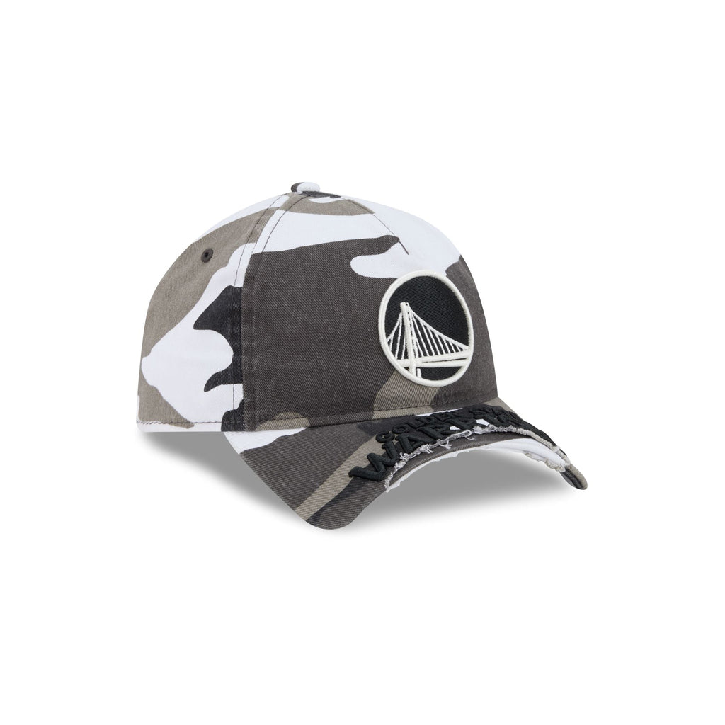 Golden State Warriors Washed Camo 9FORTY A-Frame Unstructured Cut-Off Visor Snapback Hat