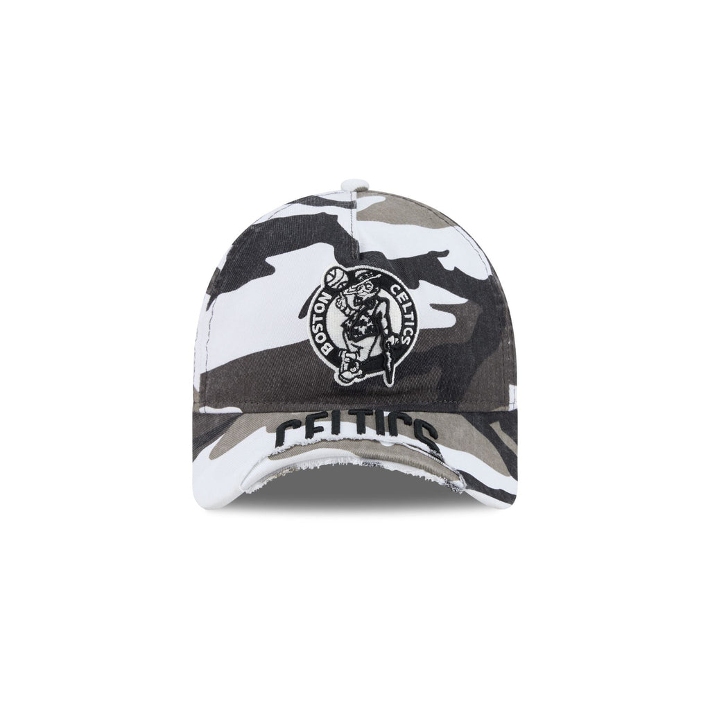 Boston Celtics Washed Camo 9FORTY A-Frame Unstructured Cut-Off Visor Snapback Hat